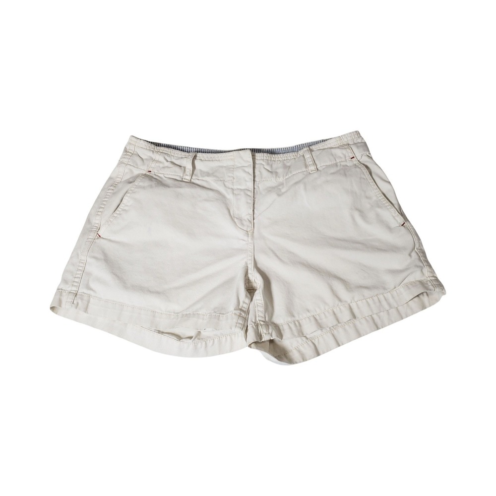 Tommy Hilfiger Womens Size 10 Cream Cotton Chino Shorts Preppy Off White MidRise